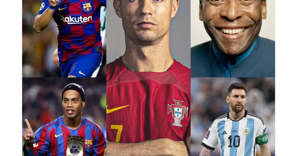 Pelé, Suárez, Ronaldinho, Cristiano Ronaldo e Messi entre os maiores jogadores de futebol de todos os tempos
