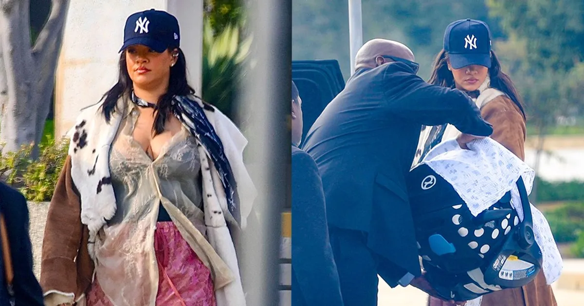 Rihanna é vista pela primeira vez com a filha caçula