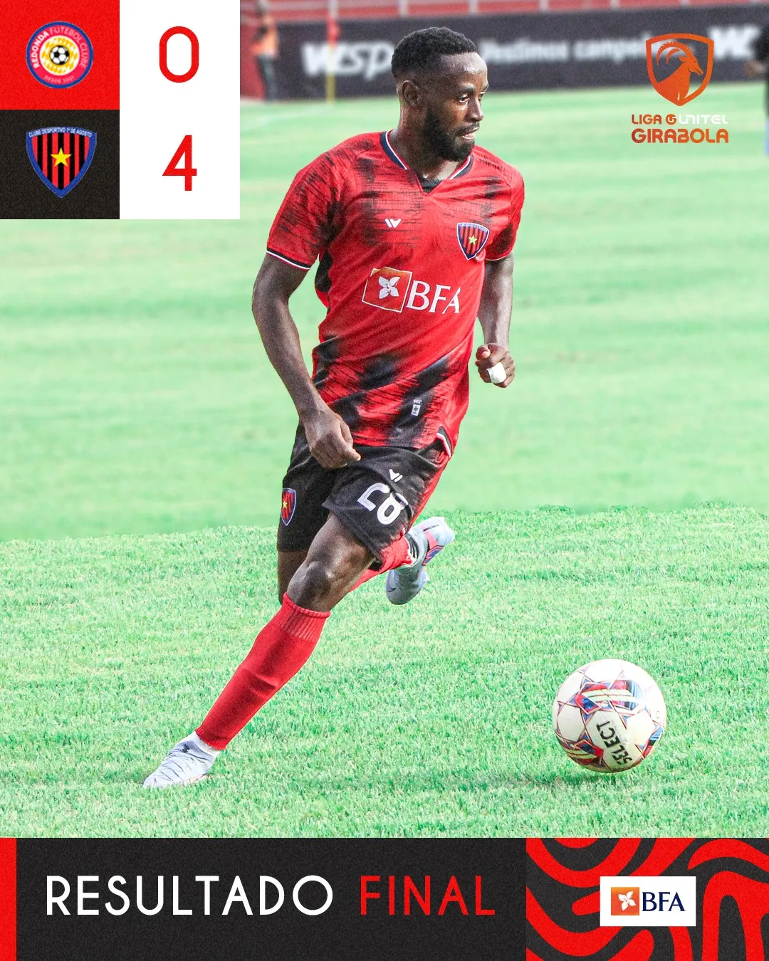 1º de Agosto vence com goleada e mantém pressão ao líder do Girabola