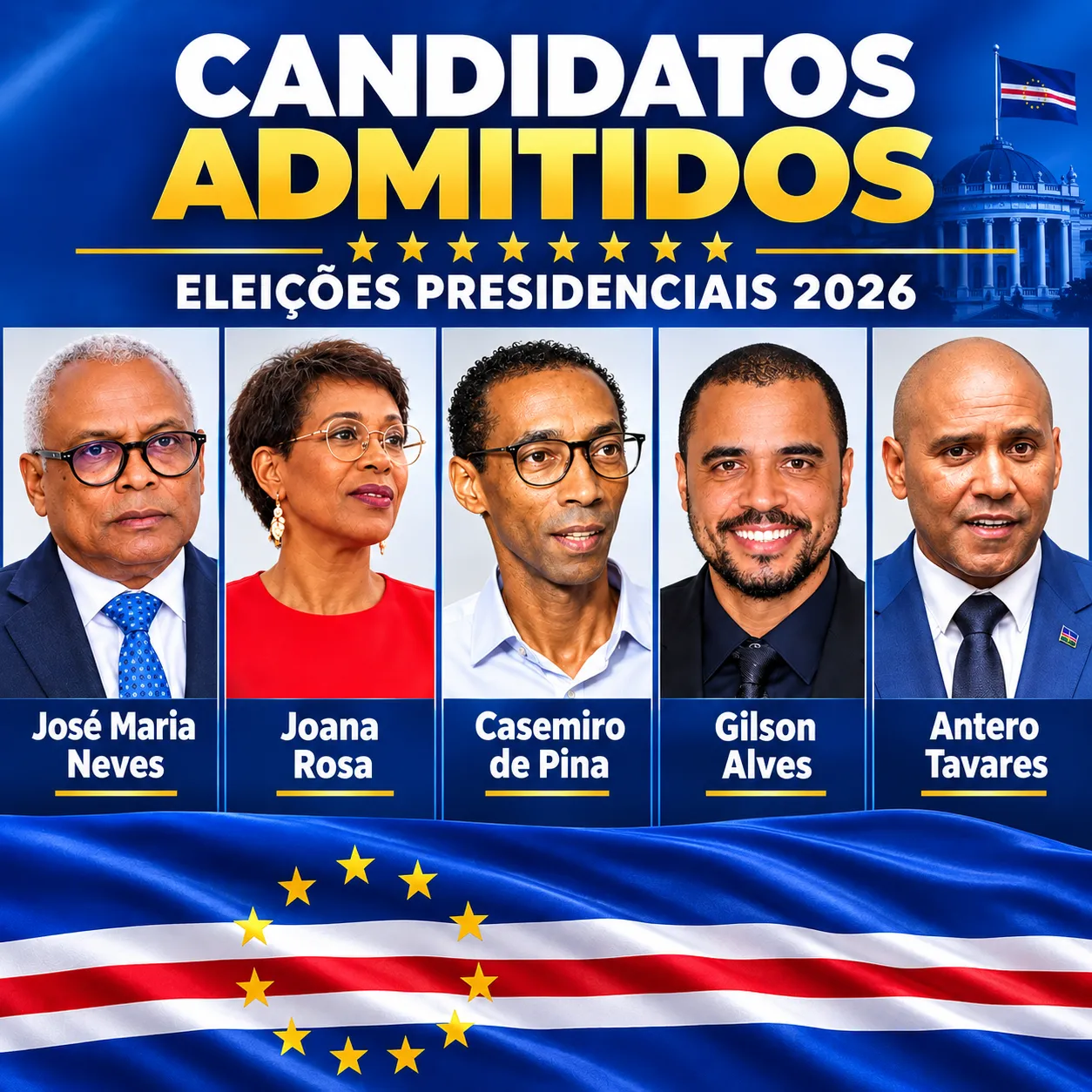 Tribunal Constitucional admite cinco candidaturas às eleições presidenciais de Cabo Verde