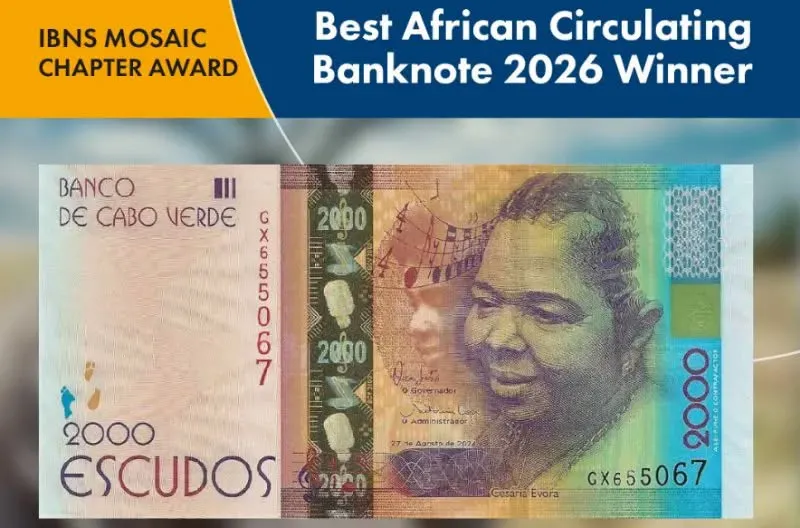 Nota de 2.000 escudos emitida pelo Banco de Cabo Verde em homenagem à Cesária Évora é melhor nota africana em circulação de 2026