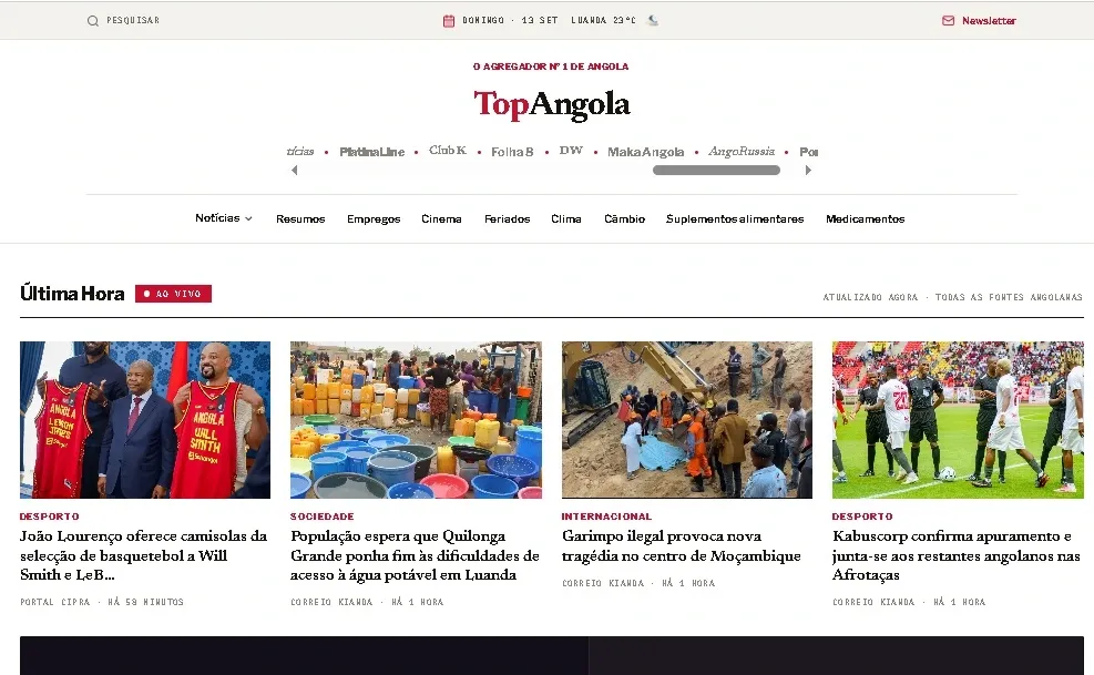 Top Angola entra no mercado dos agregadores de notícias em Angola