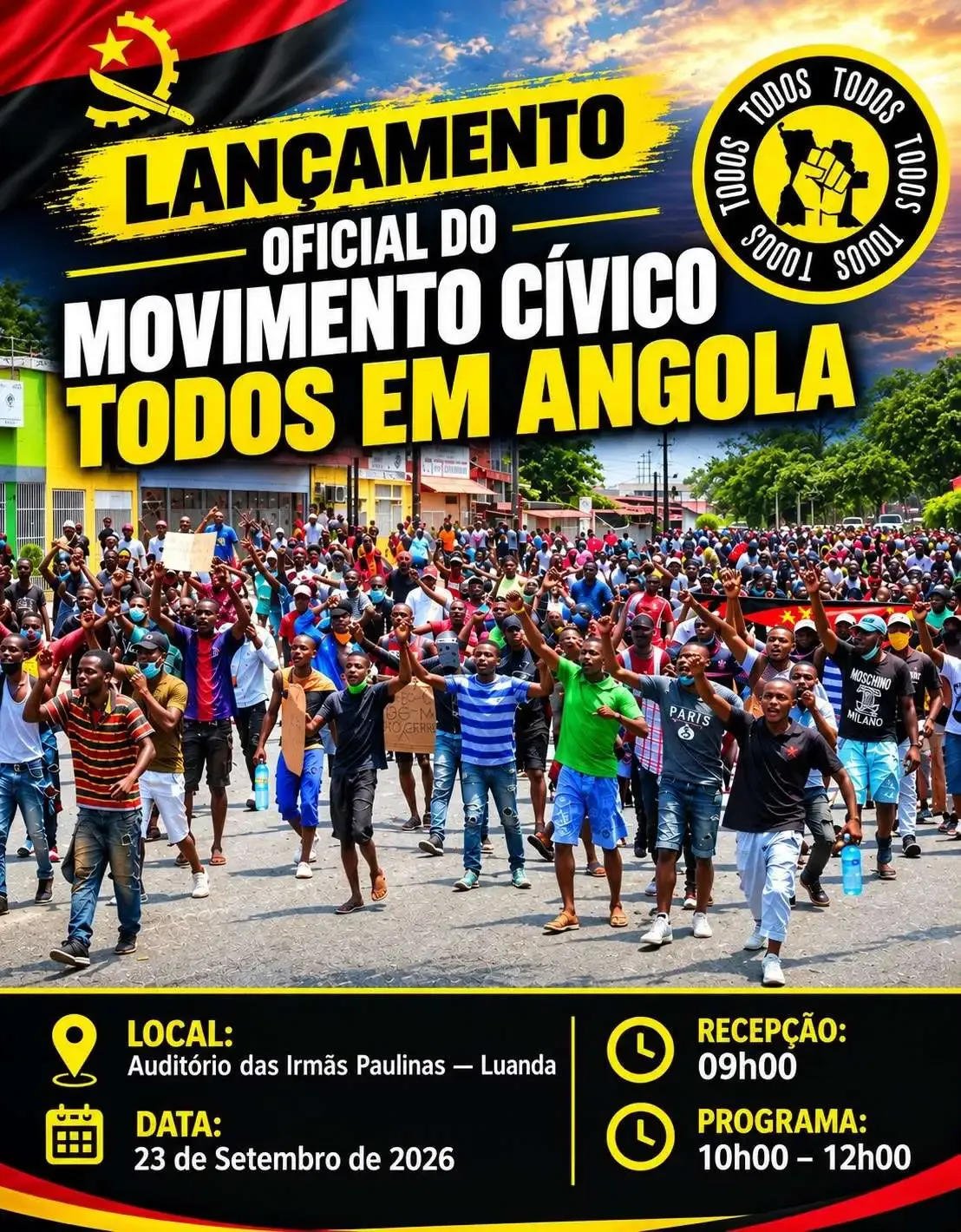 Movimento Cívico TODOS será lançado oficialmente em Luanda a 23 de Setembro