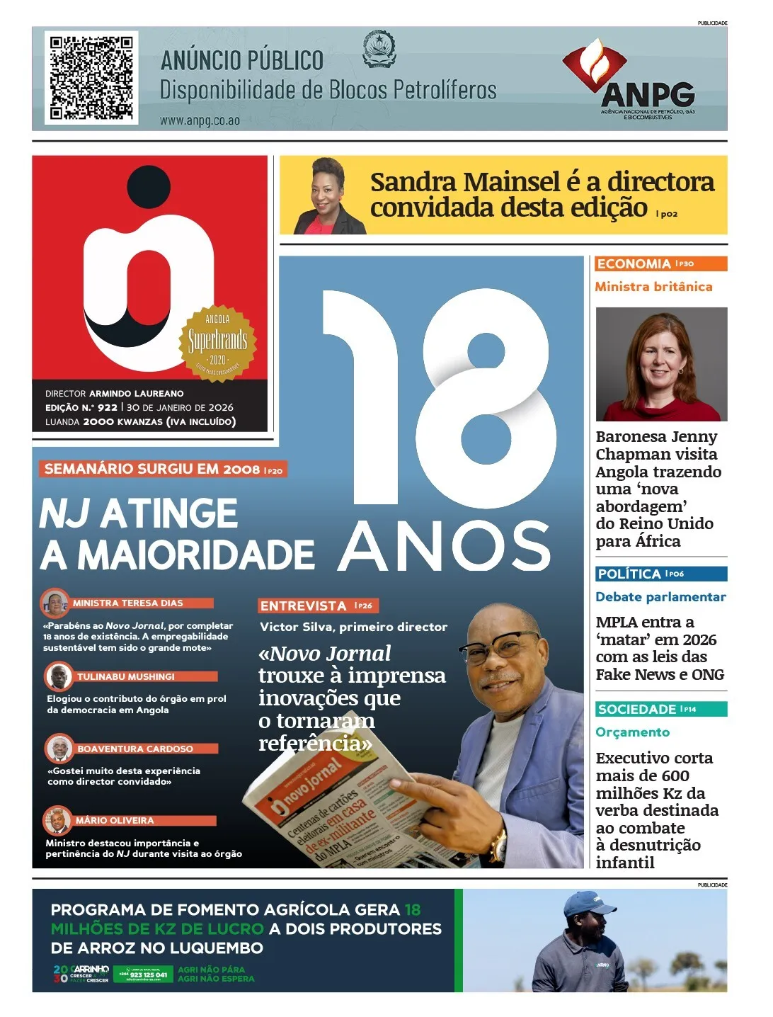 A maioridade do NJ assinalado com presença da titular do MAPTSS, Teresa Rodrigues Dias
