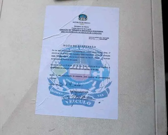 DTSER suspende três escolas de condução em Luanda por irregularidades detectadas