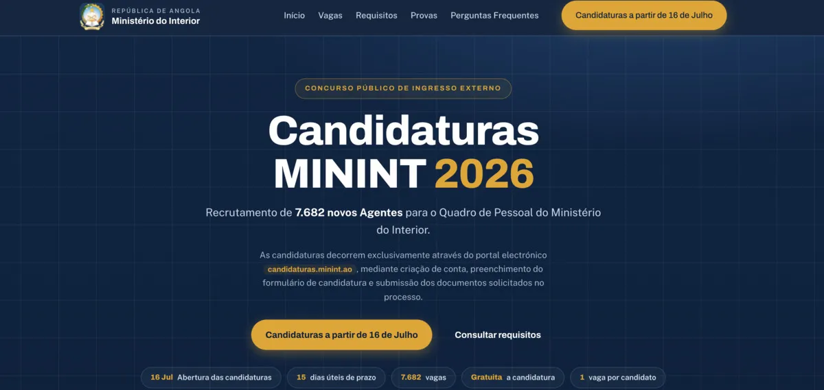 Concurso público do MININT: Eliminada a opção do código de verificação que dificultava o processo de inscrição de milhares de candidatos