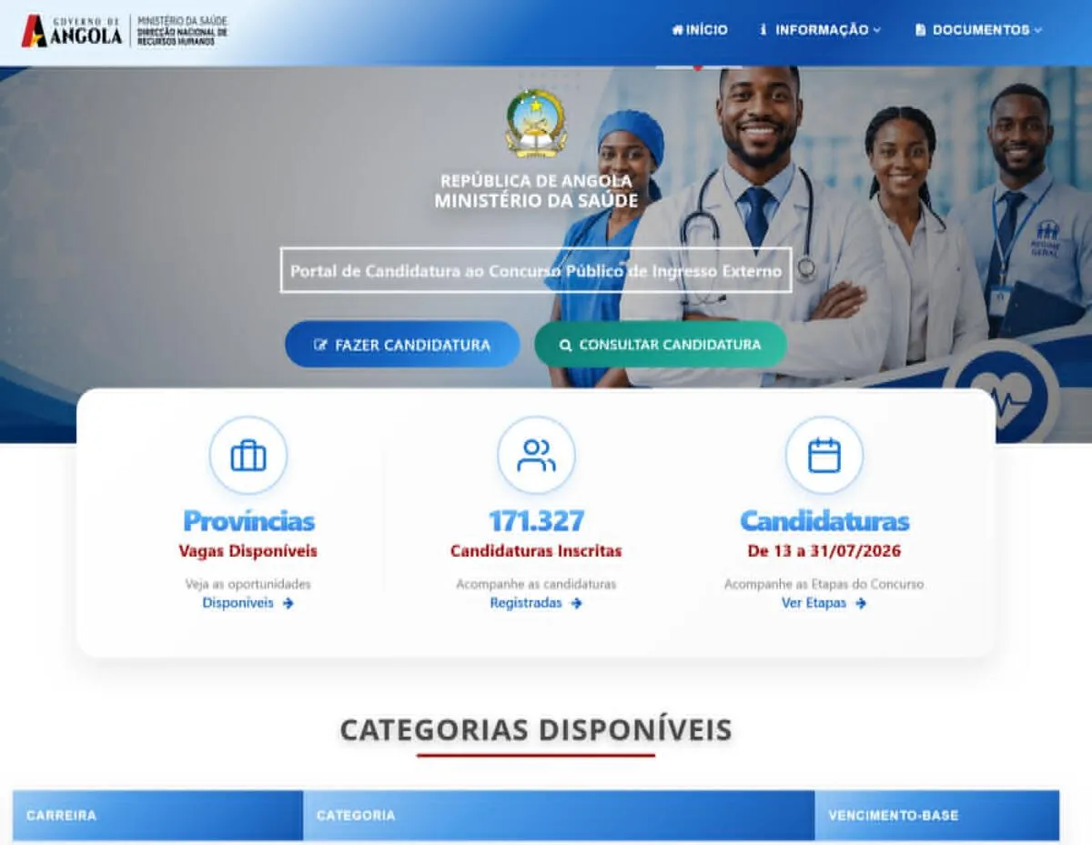Site de inscrições no concurso público do MINSA voltou ao normal, e, no terceiro dia de candidaturas, já se inscreveram mais de 171 mil pessoas