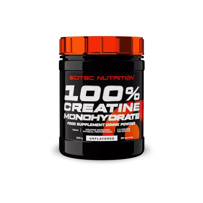 Scitec Nutrition 100% Creatine Monohydrate — Sabores: Chá Verde, Framboesa azul, Morango, Sem Sabor