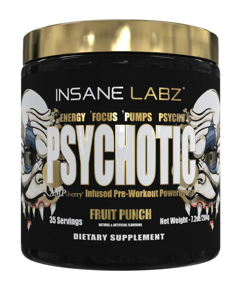 Insane Labz Psychotic Gold Pre-Workout — Sabor: Fruit Punch